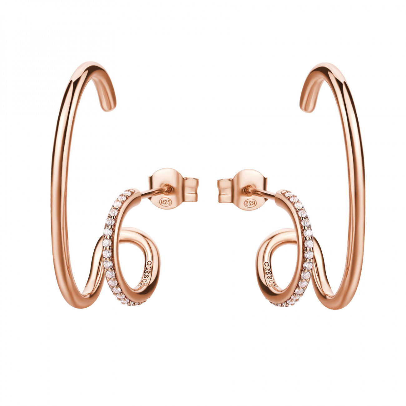 SNORSO Orecchini da donna in argento 925 con zirconia cubica, orecchini rotondi con cristalli Swarovski Elements, per donna e ragazza, colore argento/oro giallo/oro rosa, diametro 3/4/5/6 mm, 3mm