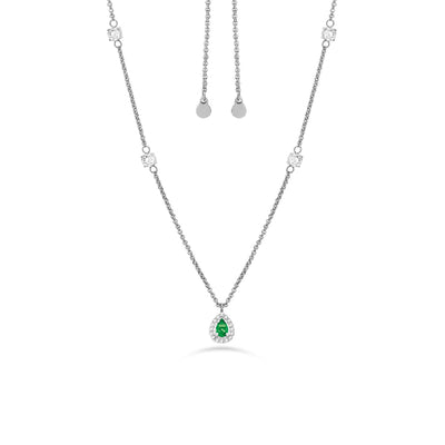 Liu Jo Collana Essential in acciaio con goccia zirconia verde